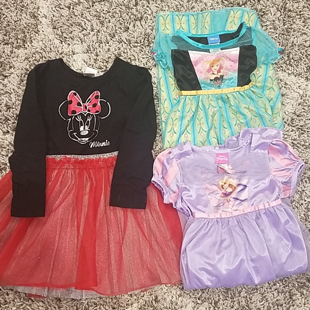 SOLD Size 4 girls Disney dress and 4T nightgowns